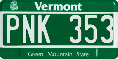 VT license plate PNK353