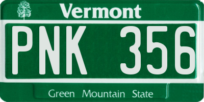 VT license plate PNK356