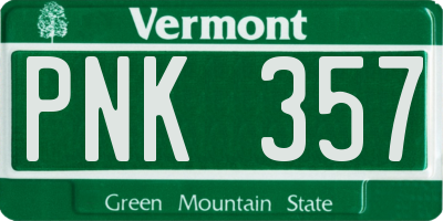 VT license plate PNK357