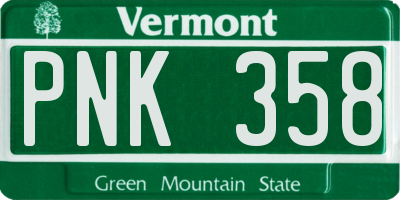 VT license plate PNK358