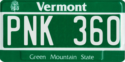 VT license plate PNK360