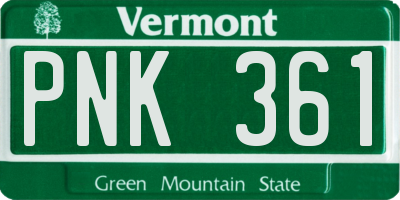 VT license plate PNK361