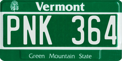 VT license plate PNK364