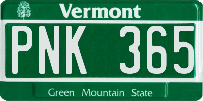 VT license plate PNK365