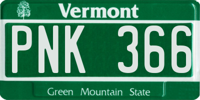VT license plate PNK366