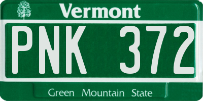 VT license plate PNK372