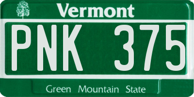VT license plate PNK375
