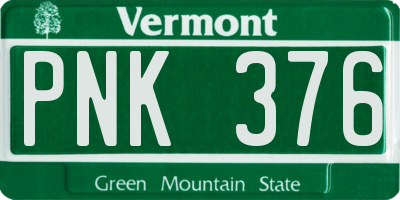 VT license plate PNK376