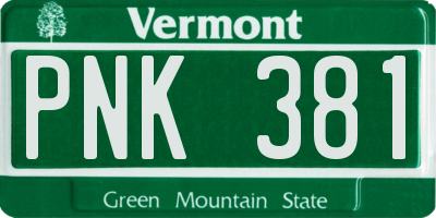 VT license plate PNK381