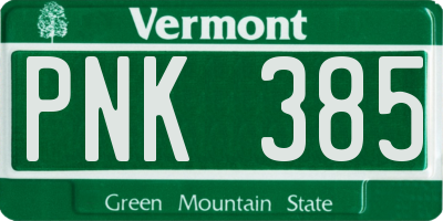 VT license plate PNK385