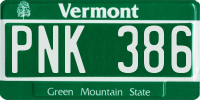 VT license plate PNK386
