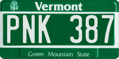 VT license plate PNK387