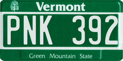VT license plate PNK392