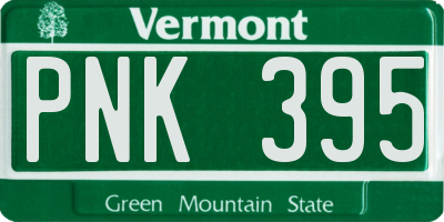VT license plate PNK395
