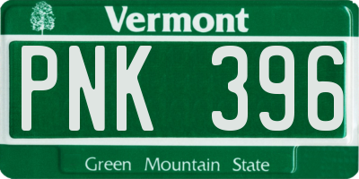 VT license plate PNK396