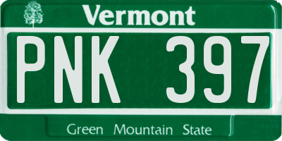 VT license plate PNK397
