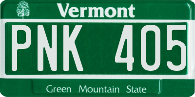 VT license plate PNK405
