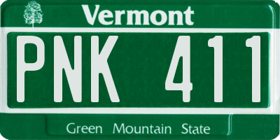 VT license plate PNK411