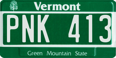 VT license plate PNK413