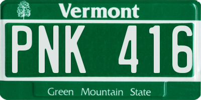 VT license plate PNK416