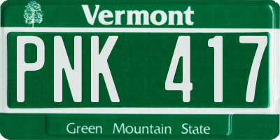 VT license plate PNK417