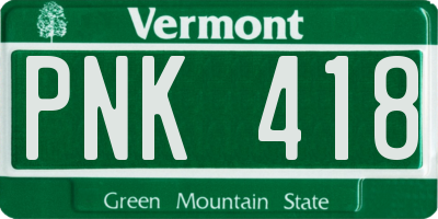 VT license plate PNK418