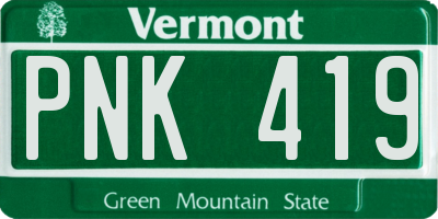 VT license plate PNK419