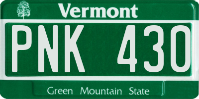 VT license plate PNK430