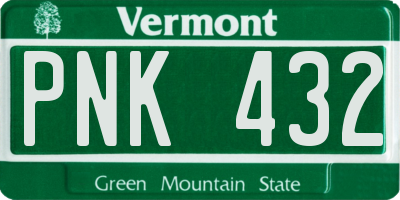 VT license plate PNK432