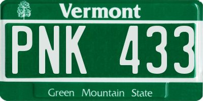 VT license plate PNK433