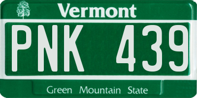 VT license plate PNK439