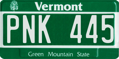 VT license plate PNK445