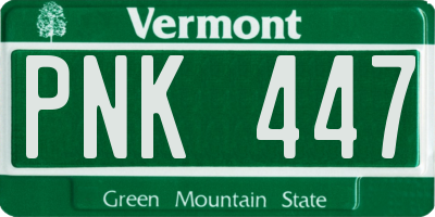 VT license plate PNK447