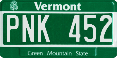 VT license plate PNK452