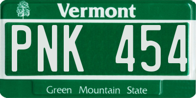 VT license plate PNK454