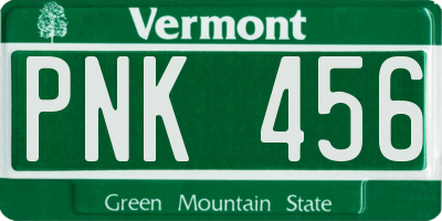 VT license plate PNK456
