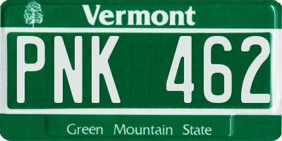 VT license plate PNK462