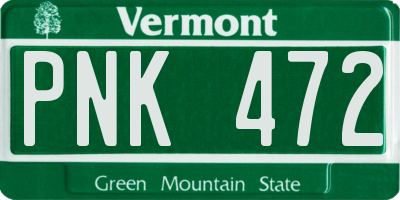 VT license plate PNK472