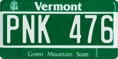 VT license plate PNK476