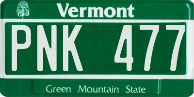 VT license plate PNK477