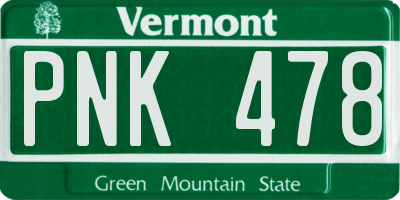 VT license plate PNK478