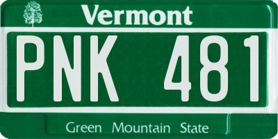 VT license plate PNK481