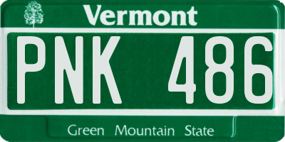 VT license plate PNK486
