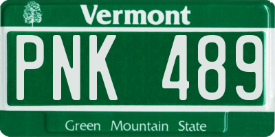 VT license plate PNK489