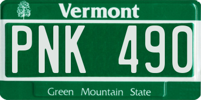 VT license plate PNK490