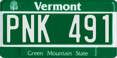 VT license plate PNK491