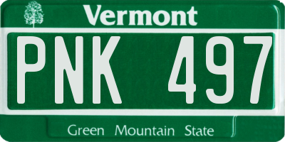 VT license plate PNK497
