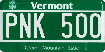 VT license plate PNK500