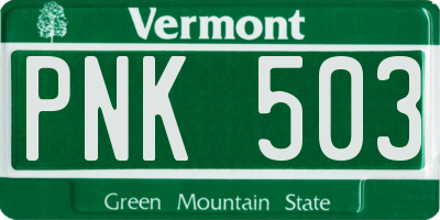 VT license plate PNK503