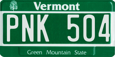 VT license plate PNK504